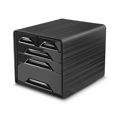 CEP Schubladenelement – 5 Schubladen, für C4, stapelbar, schwarz, Polystyrol (PS), B 270 × H 360 × T 288 mm