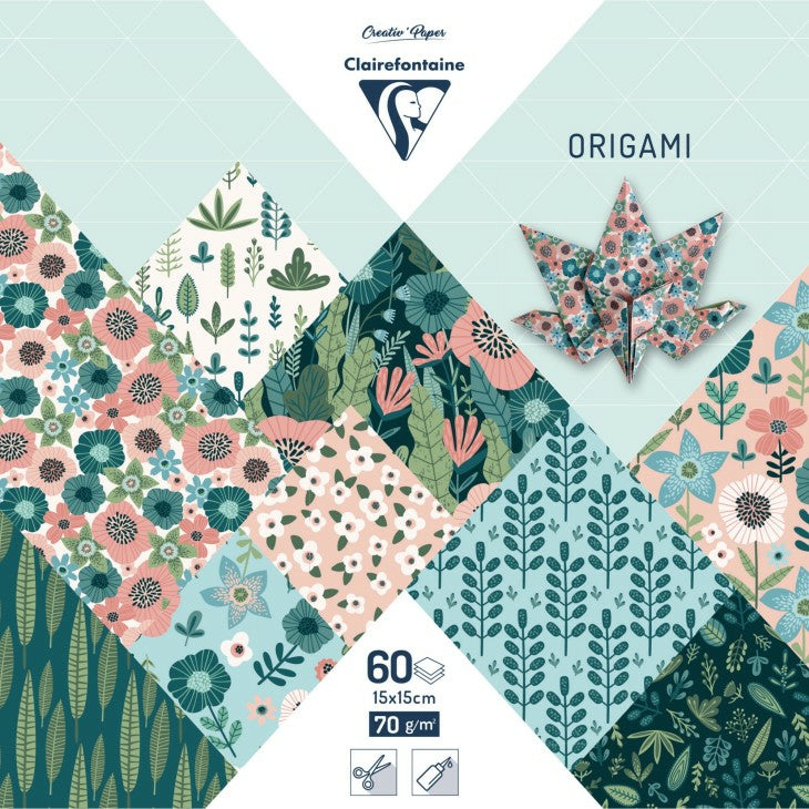 Clairefontaine Origamipapier – 15 × 15 cm, dunkelgrün, 70 g/m² – 60 Blatt