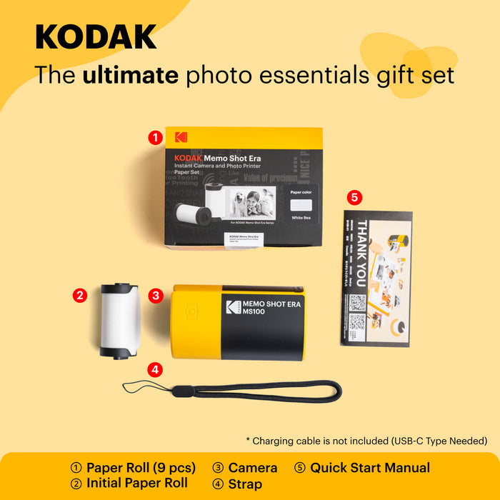 Kodak Memo Shot ERA MS100 Yellow – Mobildrucker, Bluetooth, NFC, inkl. Akku