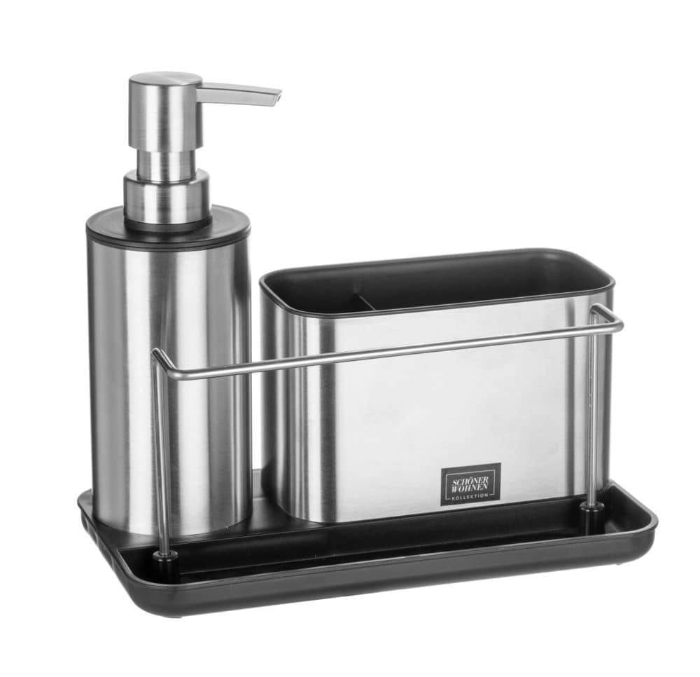 WENKO Utensilienhalter (wandmontiert) 21 × 11 × 18 cm, Edelstahl, Silber