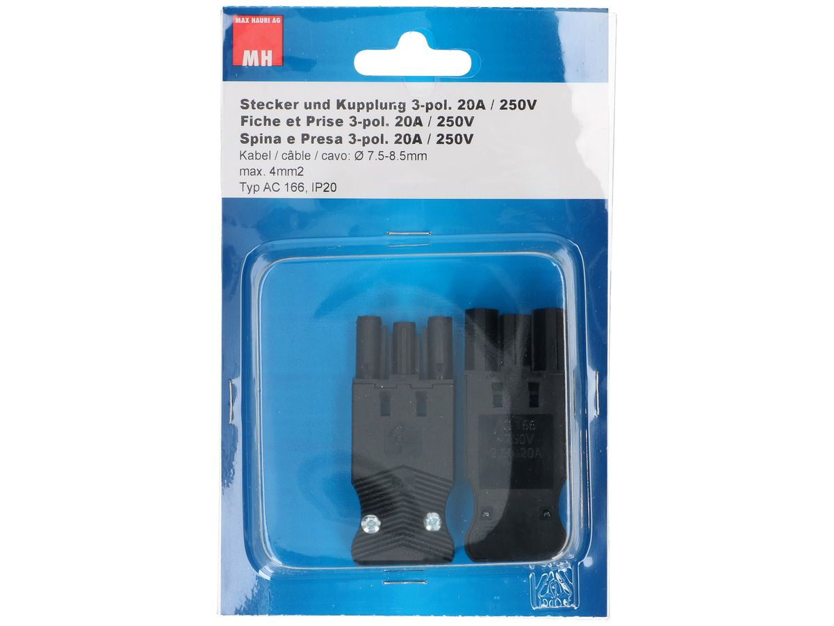 Max Hauri AG Max Hauri Adapterkabel, 3-polig AC 166 zu Schraubklemme, IP20 – schwarz