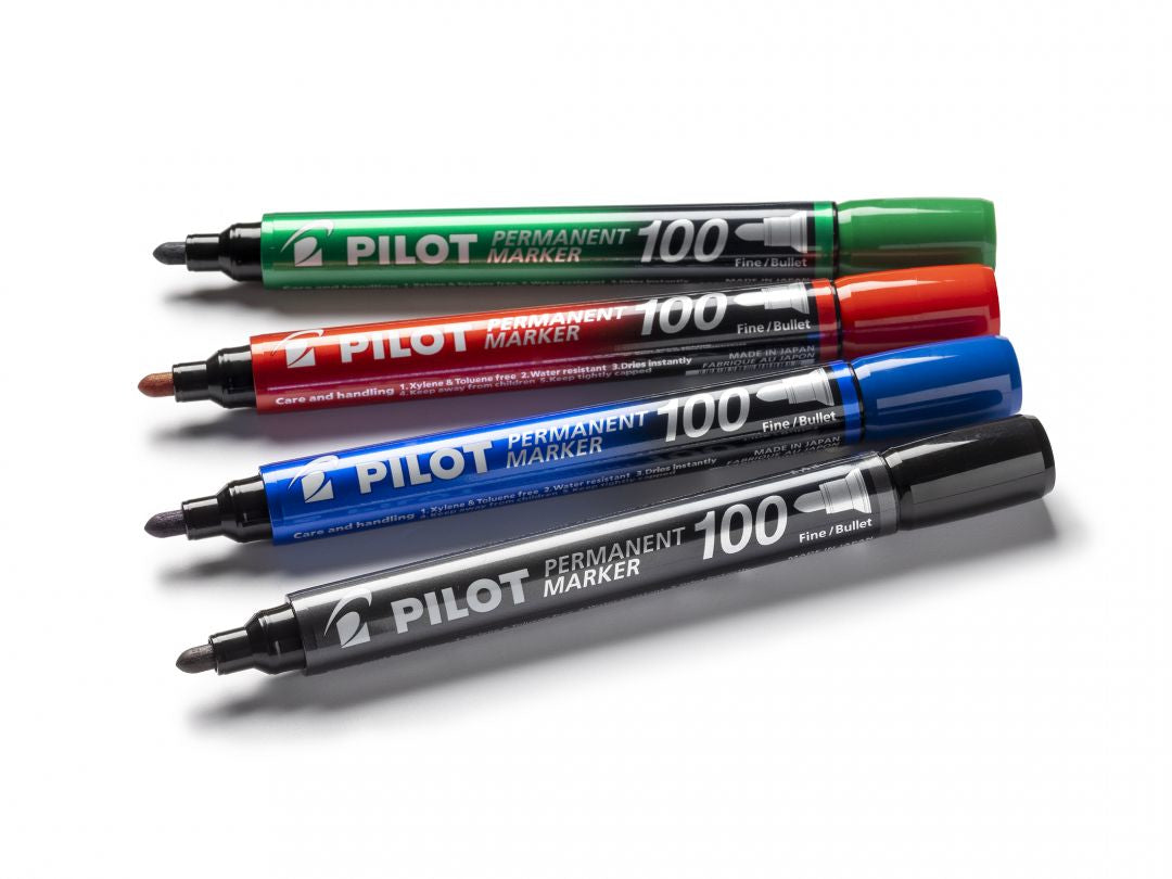 Pilot Permanent Marker – rot, blau, grün, schwarz, 4er Set