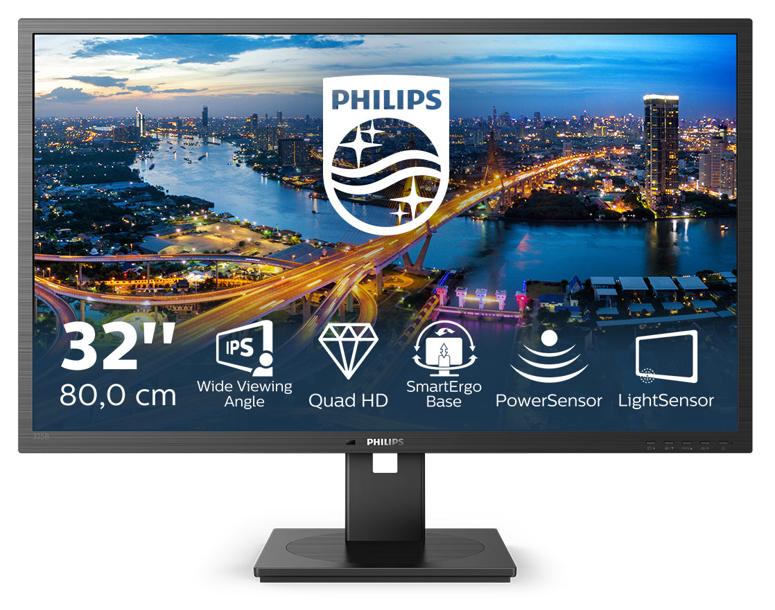 Philips 325B1L/00 – Monitor, 31,5", IPS, 75 Hz, 250 cd/m², USB-C, Lautsprecher, VESA 100 × 100, Schwarz