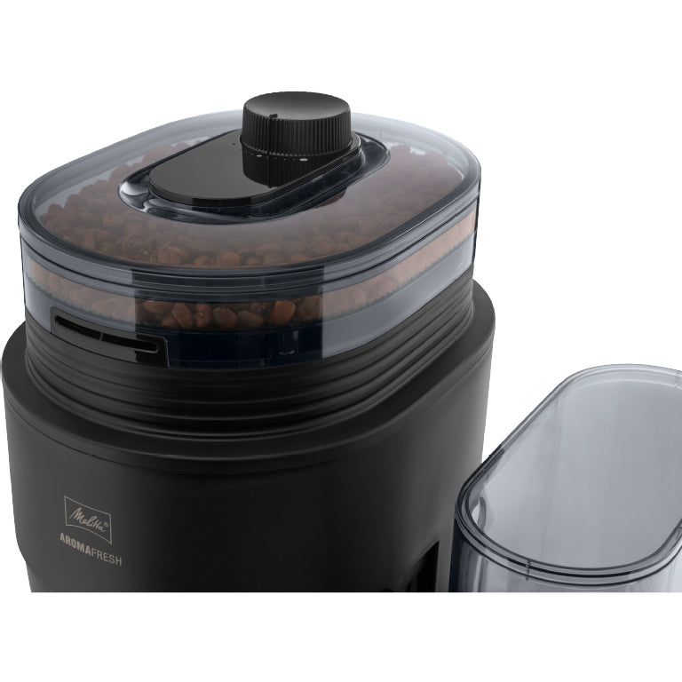 Melitta AromaFresh Filterkaffeemaschine – 10 Tassen, 1,25 l, Keramik-Mahlwerk, Schwarz
