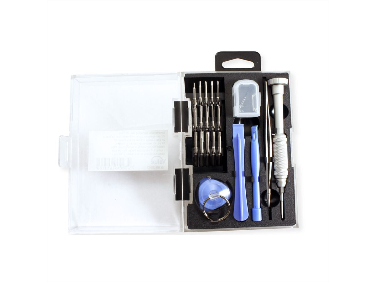VALUE Elektronik-Reparaturset – Bits: Torx, Phillips, Pentalobe – für Laptop, Smartphone & Tablet – 24-teilig