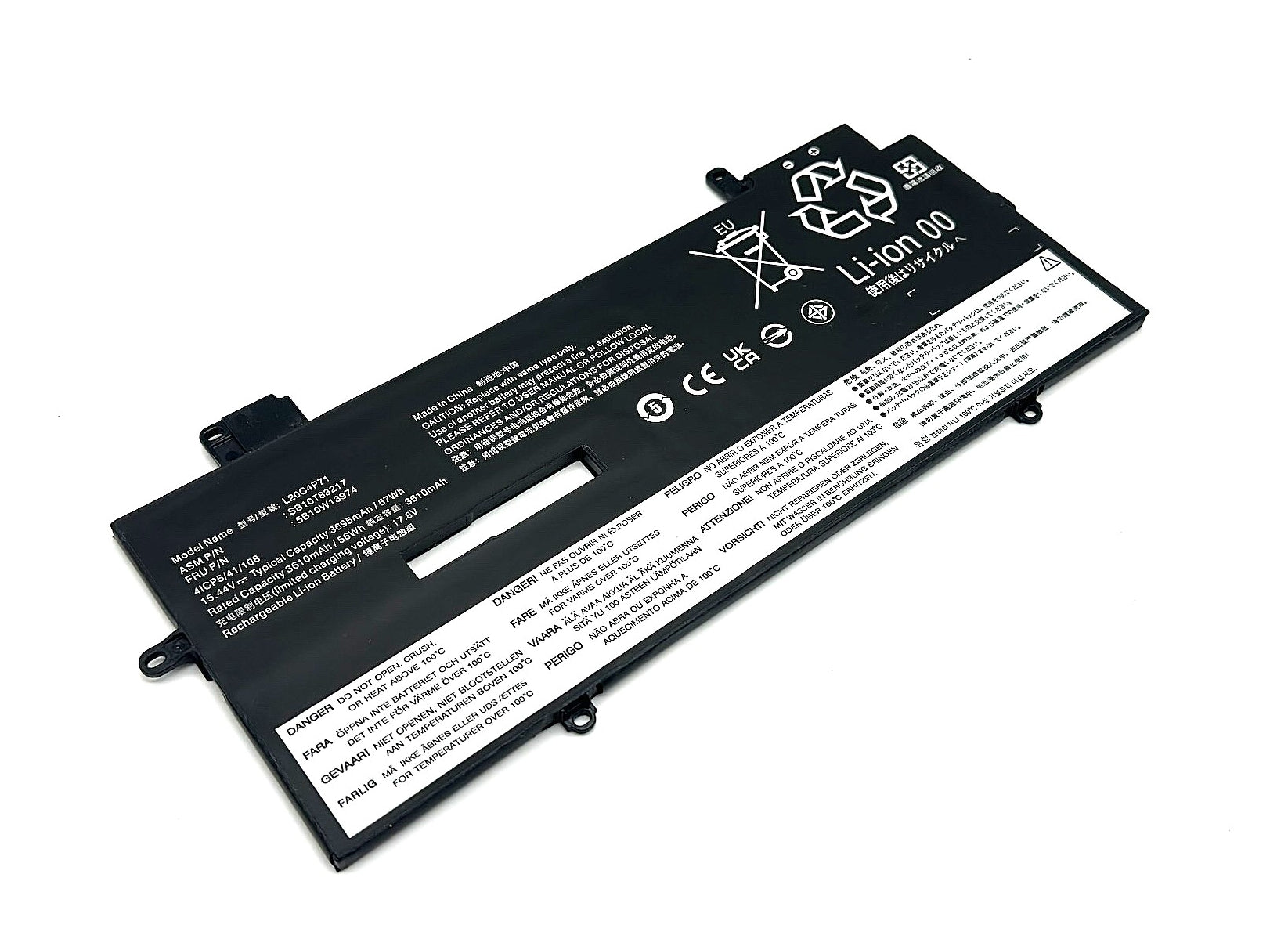 Vistaport Notebook-Akku – für Lenovo ThinkPad X1 Yoga (8. Gen.) – 57 Wh, 15,44 V – Schwarz