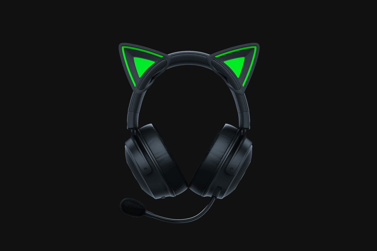 Razer Kitty Ears V2 – Modifikations-Satz – Silikon, Schwarz/Grün – 2er-Set