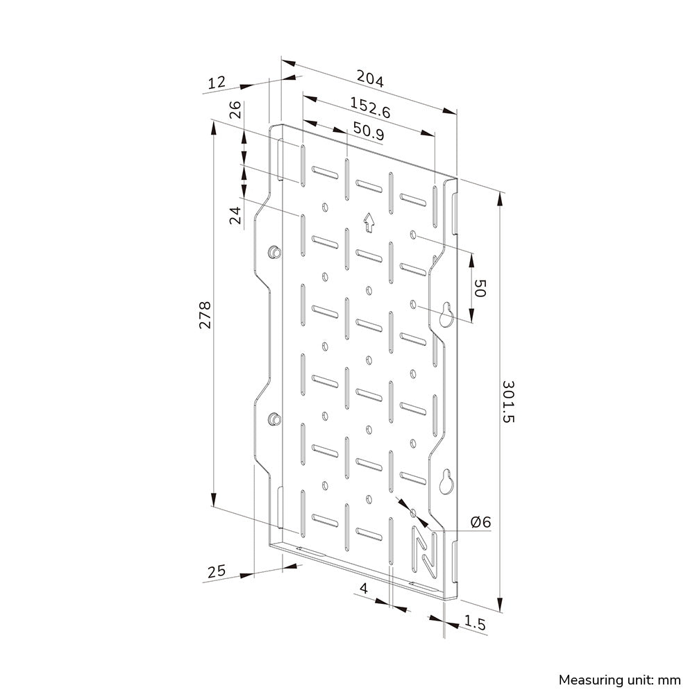 Neomounts AWL05-750BL – AV-Rack (Wandmontage), Tragkraft 10 kg, 204×25×302 mm, Schwarz