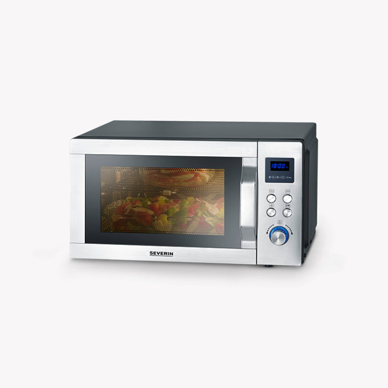 Severin Kombi-Mikrowelle MW7777 – 25 l, Grill & Heissluft, 900 W – Schwarz/Edelstahl