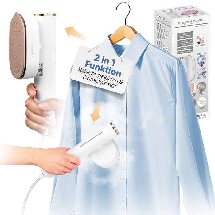 ProfiCare Dampfglätter PC-DG 3124 – Roségold, Weiss, Keramiksohle, Vertikal & Horizontal