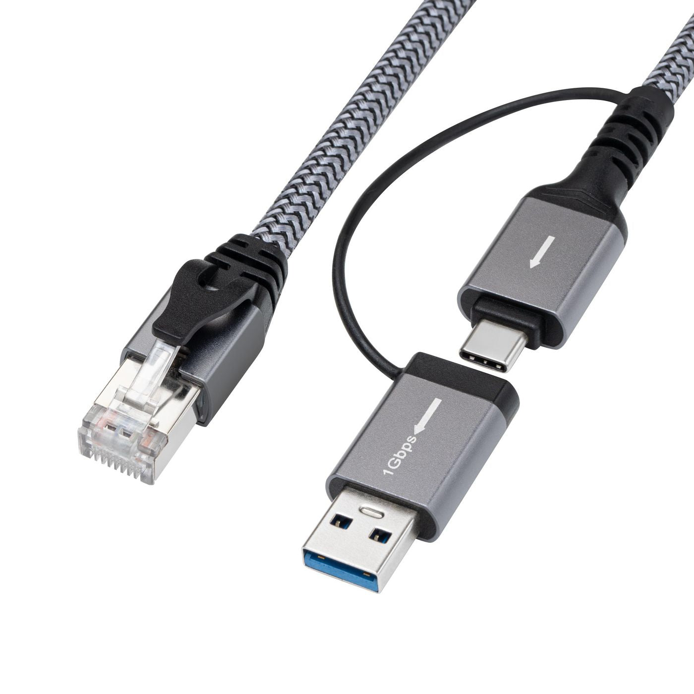 Microconnect Kabeladapter – MC-RJ45USBC-01, USB-A/USB-C, RJ45, 1 m, Schwarz