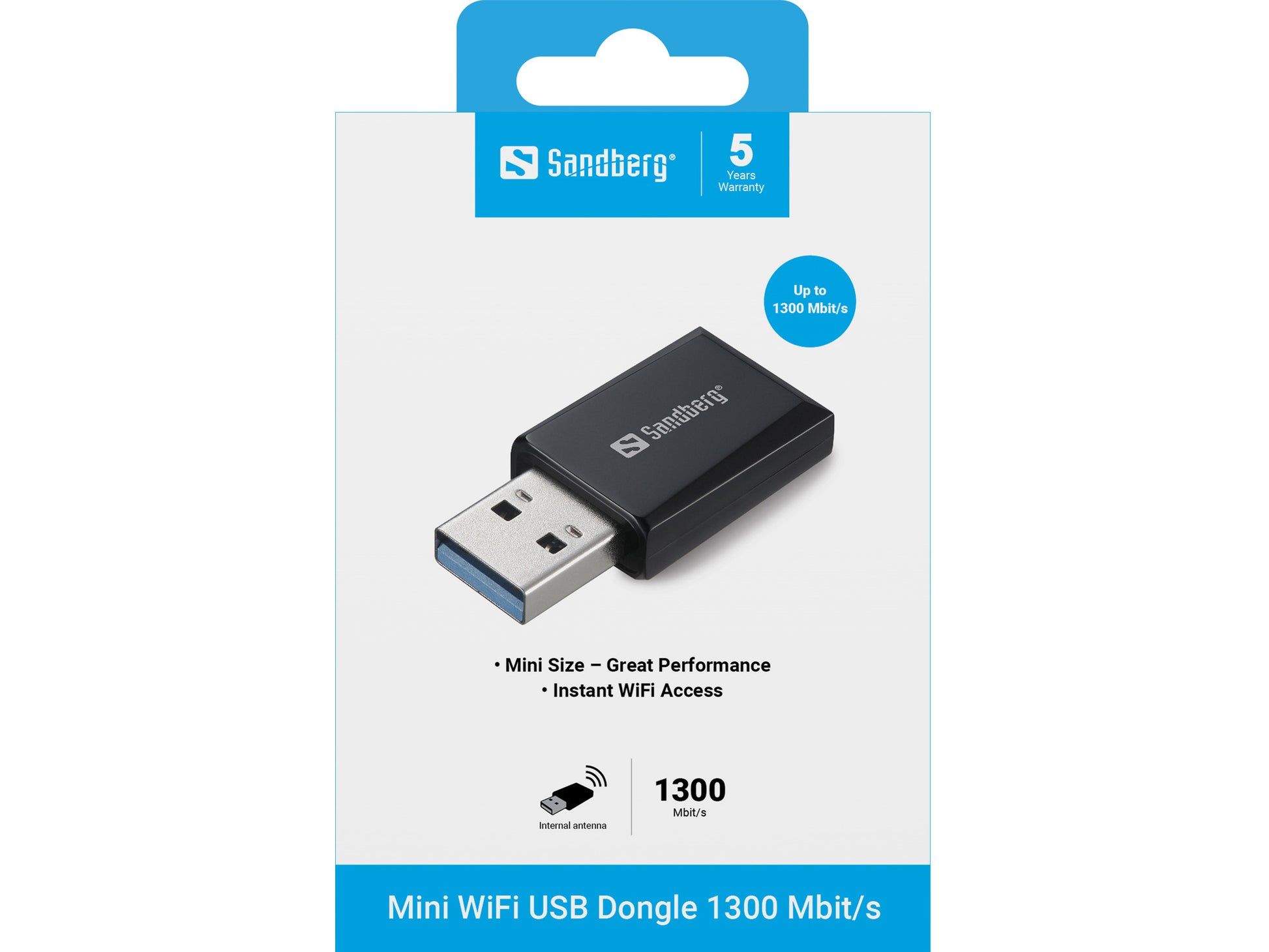 Sandberg Mini Wi-Fi Dongle – USB-WLAN-Adapter, Wi-Fi 5 (802.11ac), bis 1267 Mbit/s, für Windows 10/11