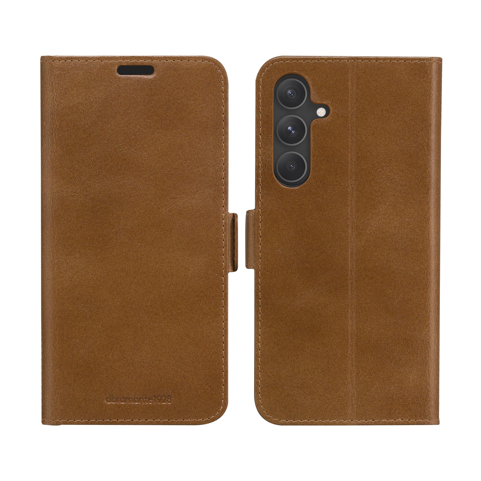 dbramante1928 Copenhagen Wallethülle – für Samsung Galaxy A55 5G, mit Ständer, 3 Kartenfächer, Leder, Braun