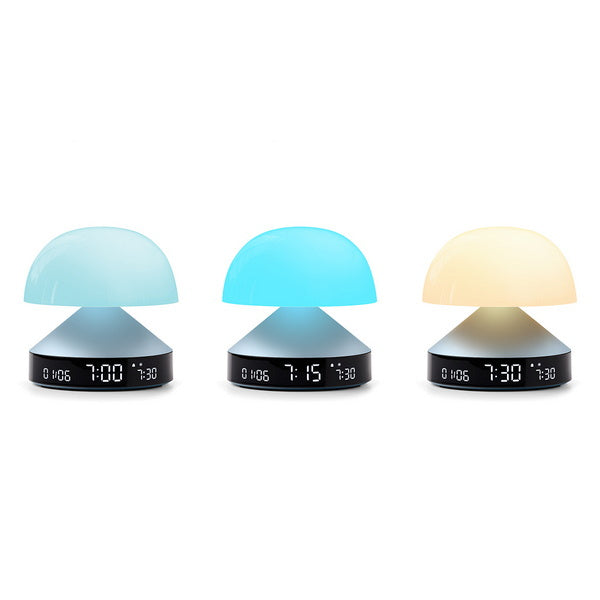 LEXON Lichtwecker Mina Sunrise – digital – 11 × 11 × 11 cm, hellblau, USB, 5 Wecktöne
