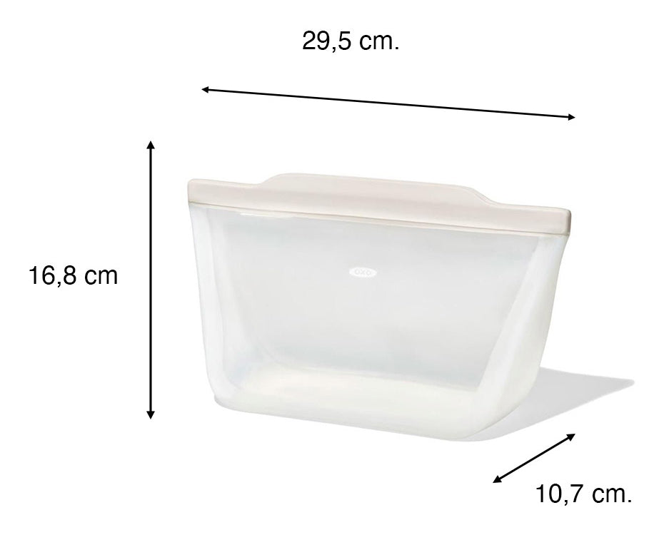 OXO Vorratsdose 1,8 l, 30,5 × 10,7 × 21 cm, Silikon, Transparent/Weiss