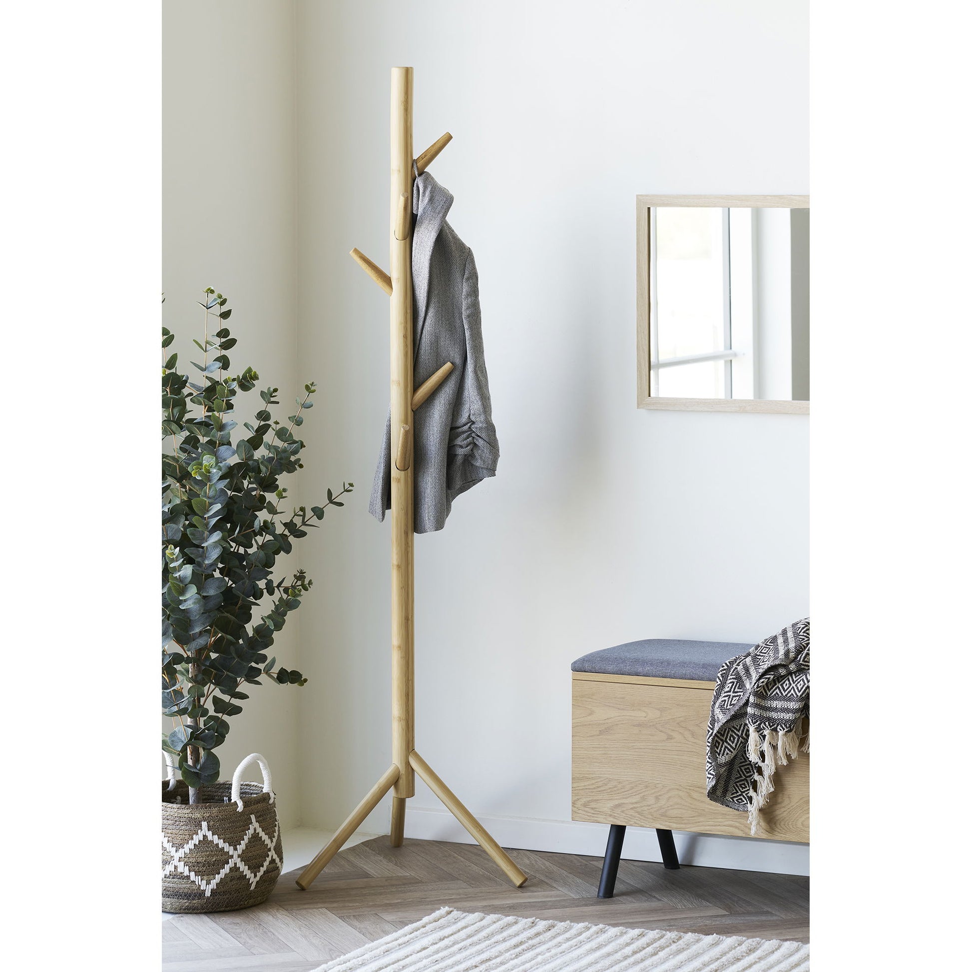 House Nordic Garderobenständer – Bambus, Braun, 50 × 50 × 163 cm