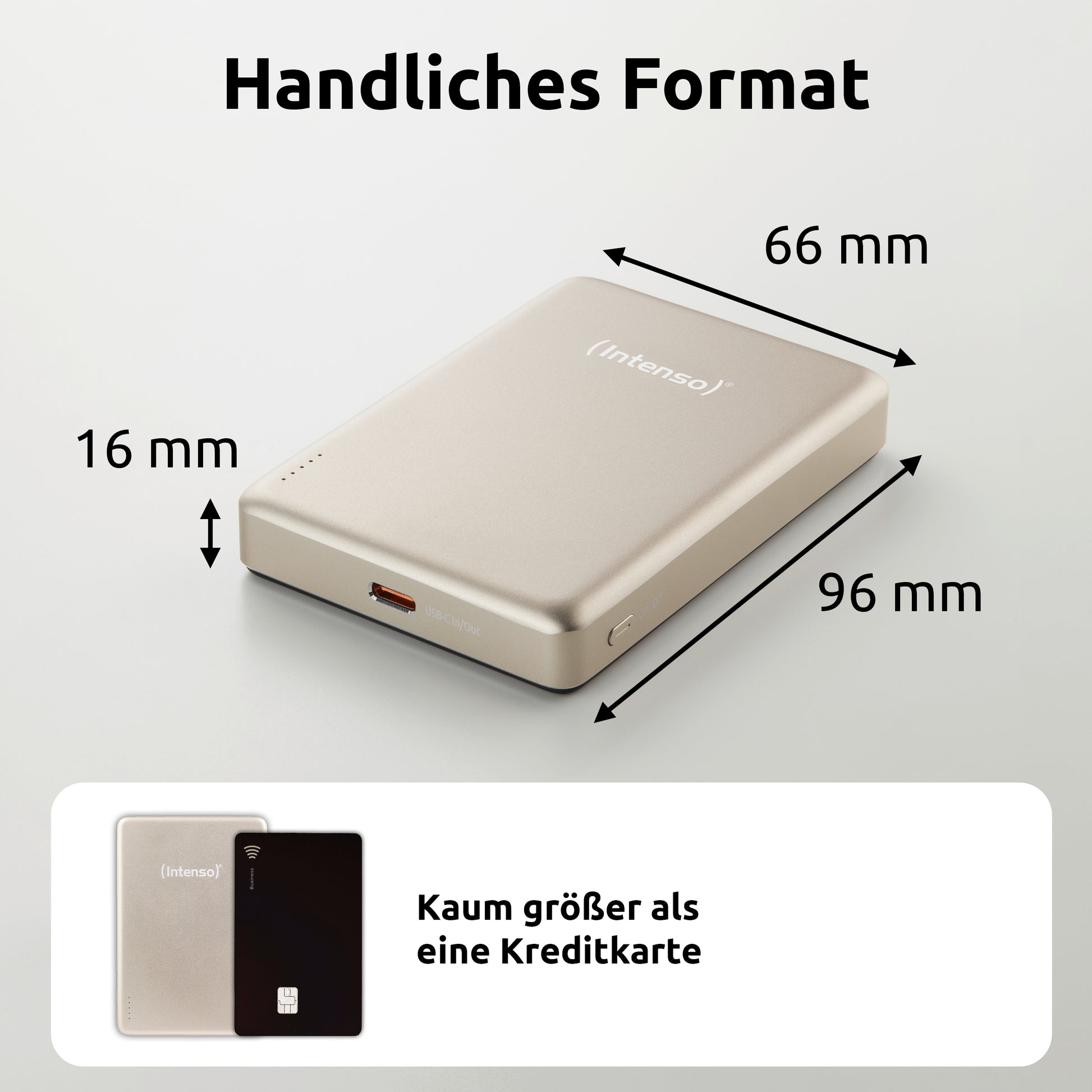 Intenso MagSafe Powerbank 10000 mAh, PD 20 W, für iPhone (MagSafe), Champagner