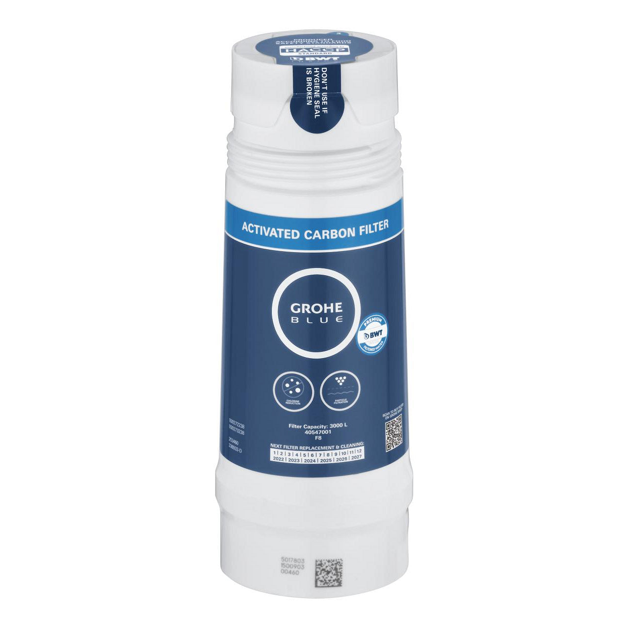 GROHE Blauer Tischwasserfilter – 3000 l, inkl. 1 Kartusche, Aktivkohlefilter, Blau