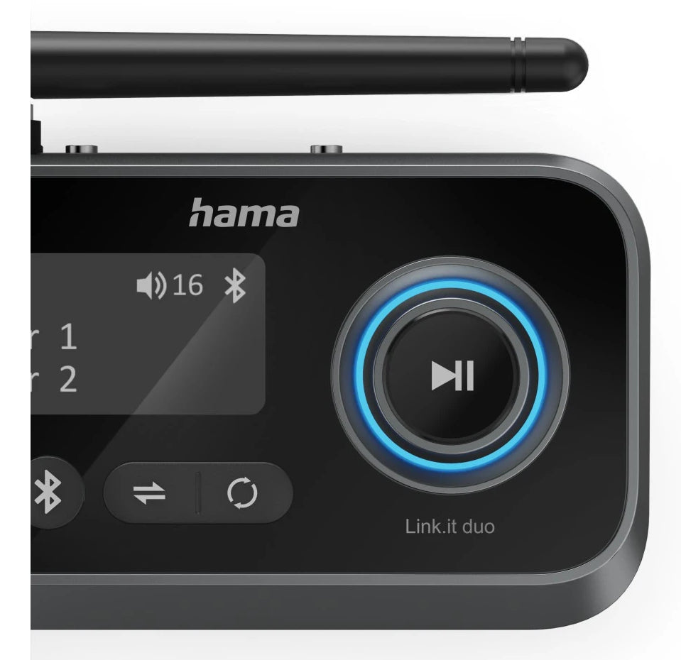 Hama Link.it duo – Bluetooth Audio-Adapter (Tx/Rx) – Bluetooth 5,2, 10 m – aptX – USB – schwarz