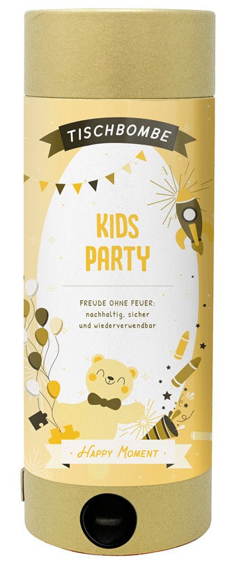 Artoz Konfettikanone Kids Party – Gold, mehrfarbig – Ø 11 cm × 29,7 cm – 1 Stk