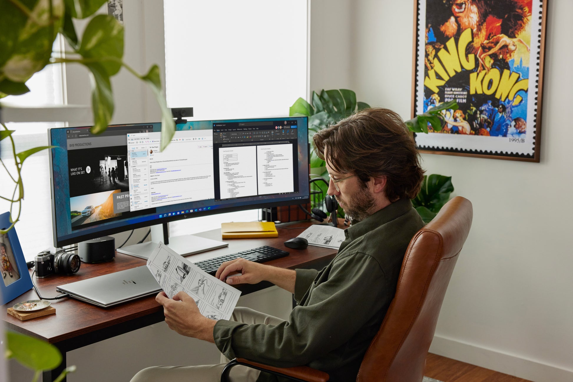 HP E45c G5 – Monitor, 44,5", VA, 165 Hz, 400 cd/m², Gebogen, USB-C, VESA 100 × 100, Schwarz