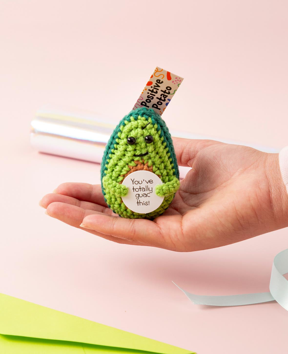 I am Creative Plüschtier Positive Avocado – 7,5 cm – grün