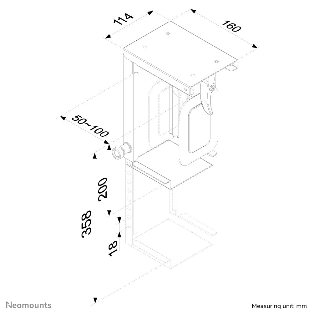 Neomounts CPU-D075BLACK – Gerätehalterung (Tablet/Panel) – Klemme/Durchführung – bis 10 kg – höhenverstellbar