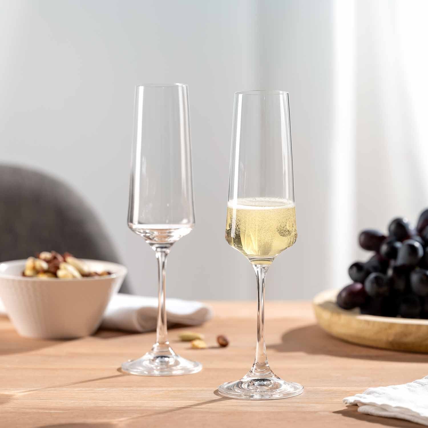 LEONARDO Paladino Sektglas – 0,22 l, Kristallglas, transparent, spülmaschinenfest, bruchfest, 6 Stück
