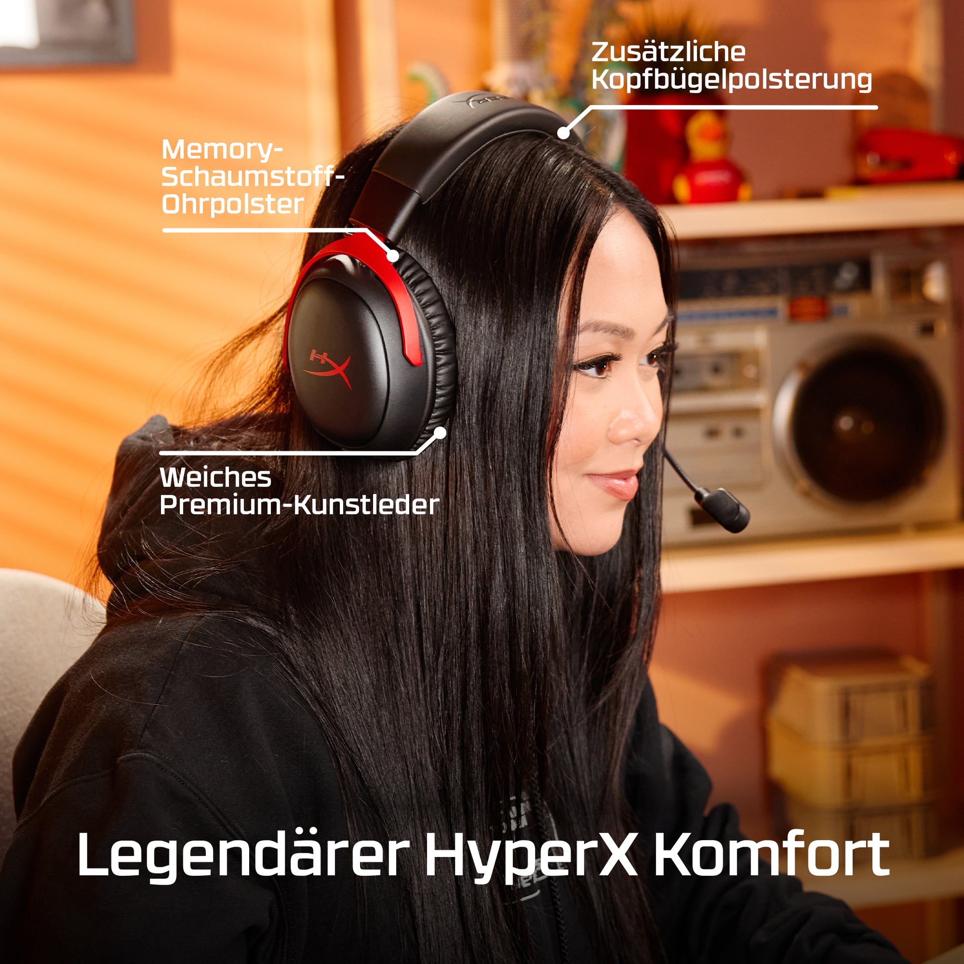 HyperX Cloud III S – Over-Ear Headset – USB-A, Surround-Sound, abnehmbares Mikrofon – schwarz – für Mac