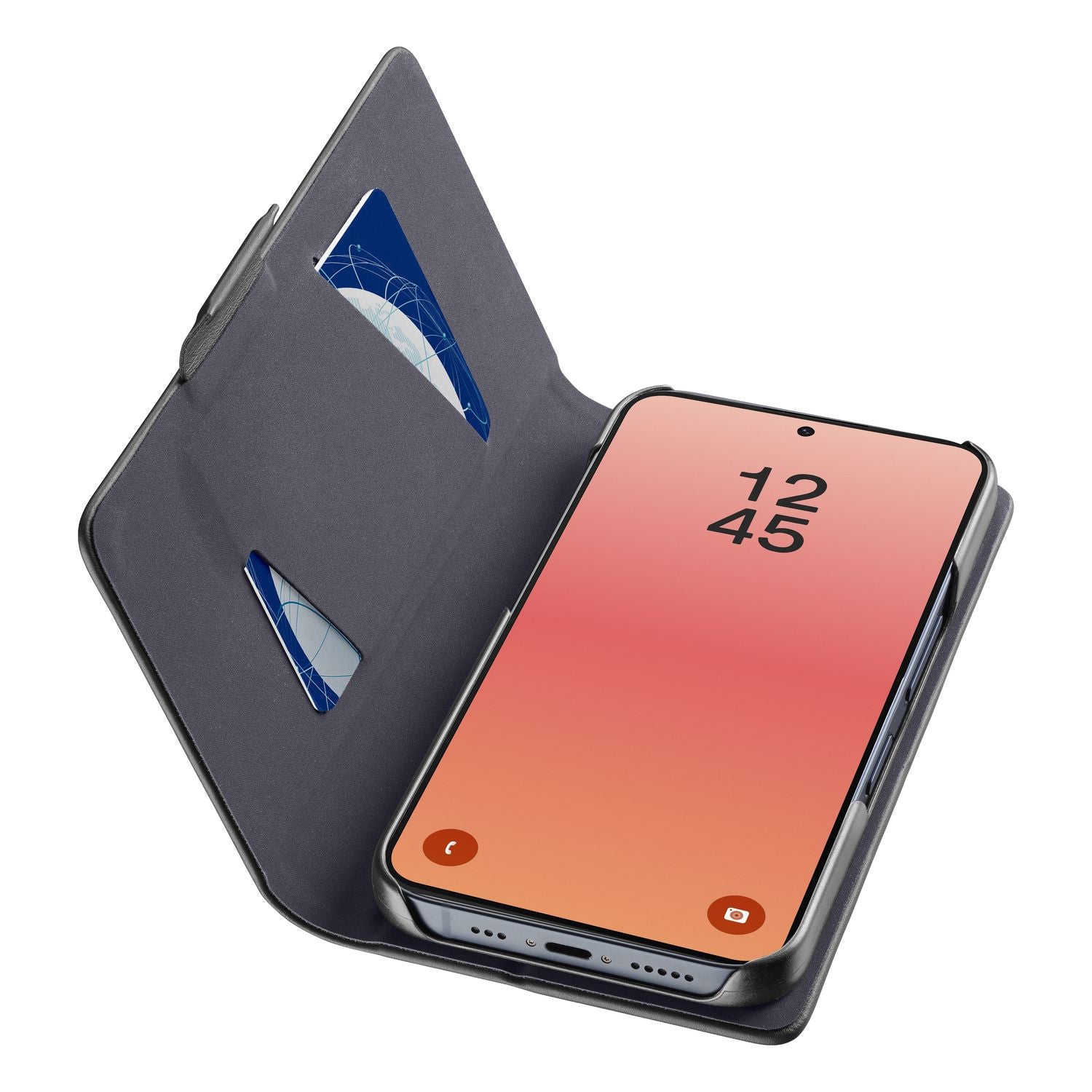 Cellularline Book Case 3 Folio – für Samsung Galaxy S26+, mit Ständer, mit Kartenfach, PU, Schwarz