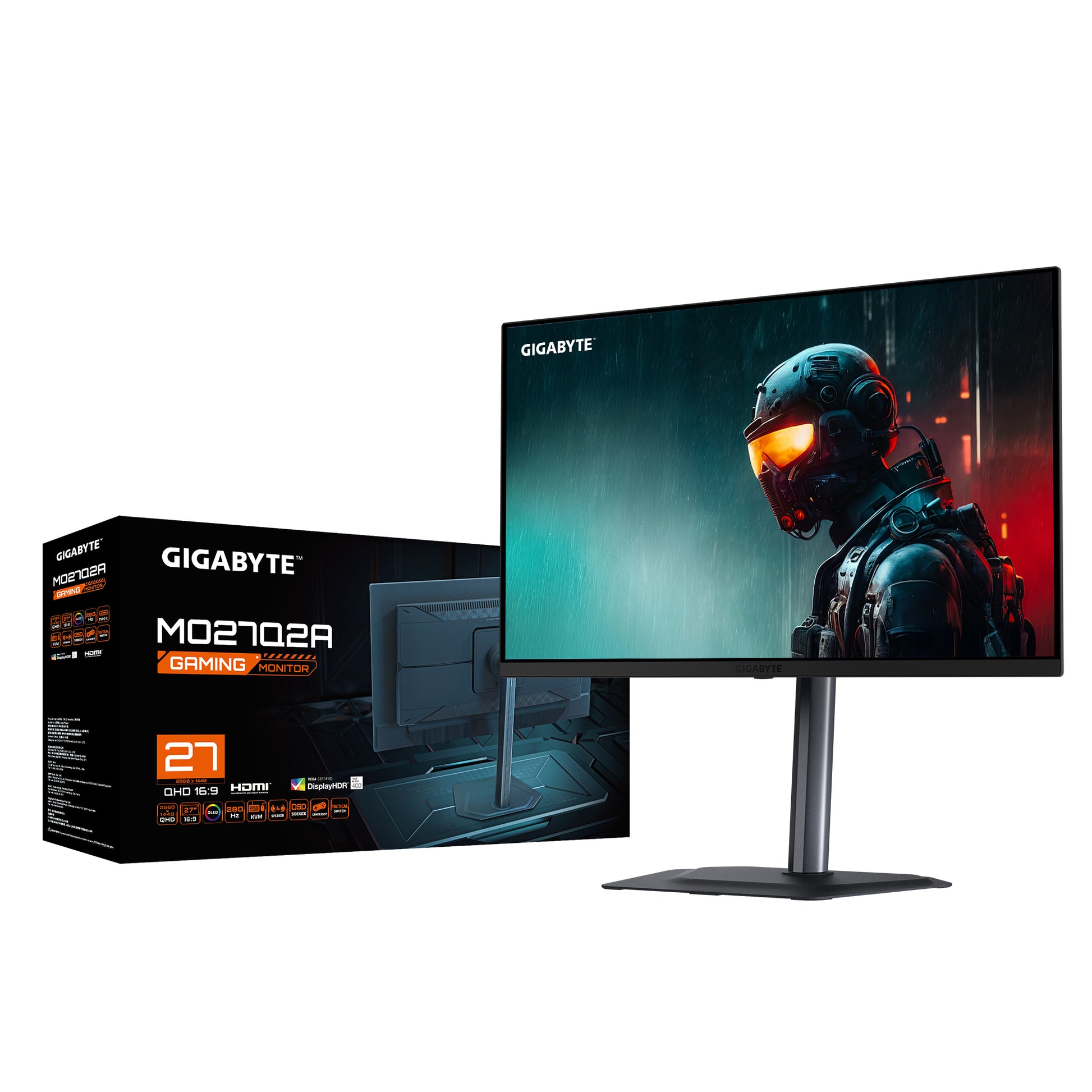 GIGABYTE MO27Q2A – 27", 2560 × 1440 (WQHD), OLED, 280 Hz, USB‑C 18 W, DisplayHDR True Black 400