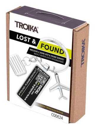 TROIKA Schlüsselring Flugzeug – Lost & Found-Service, Metall, Schwarz/Silber