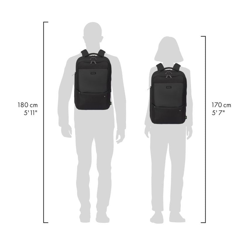 DICOTA Notebook-Rucksack bis 16" – abschliessbar, aus recycelten Materialien – Schwarz