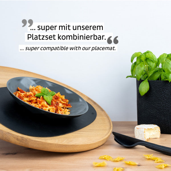 Silwy Frühstücksteller S0TE-1409-2-A – 2er Set, Ø 24,0 cm, H 3,7 cm, Kunststoff, Schwarz, stapelbar