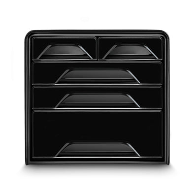 CEP Schubladenelement – 5 Schubladen, für C4, stapelbar, schwarz, Polystyrol (PS), B 270 × H 360 × T 288 mm