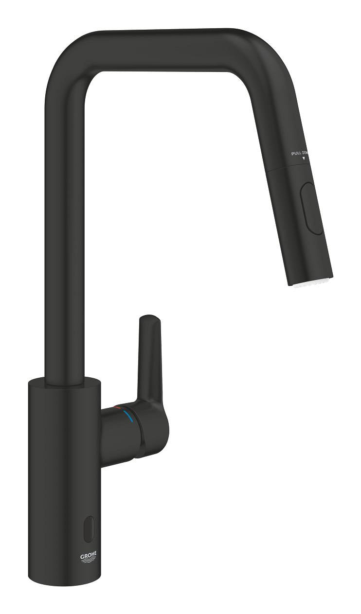GROHE Start – Einhebelmischer mit ausziehbarer Brause, 38,1 cm Höhe, Ausladung 22,1 cm, Messing, schwarz