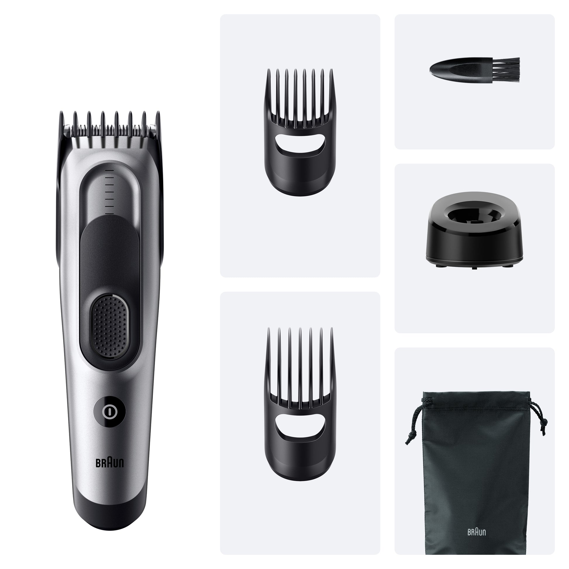 Braun Haarschneider Serie 7 HC7590 – 3–35 mm, 17 Längeneinstellungen – 50 min Akku – Schwarz/Silber