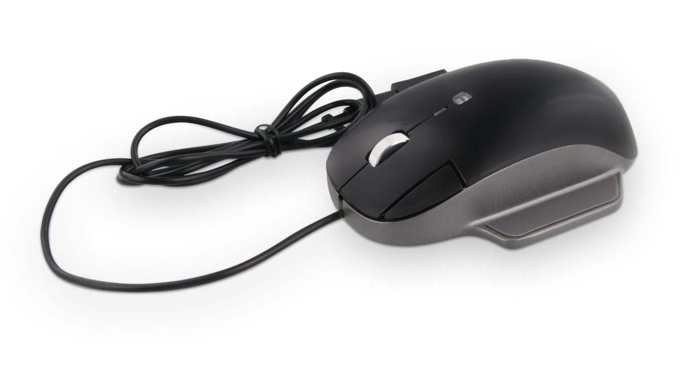 LMP Elite Pro Alu Design Maus – kabelgebunden, USB-C, für Rechtshänder, umschaltbare DPI, schwarz/grau
