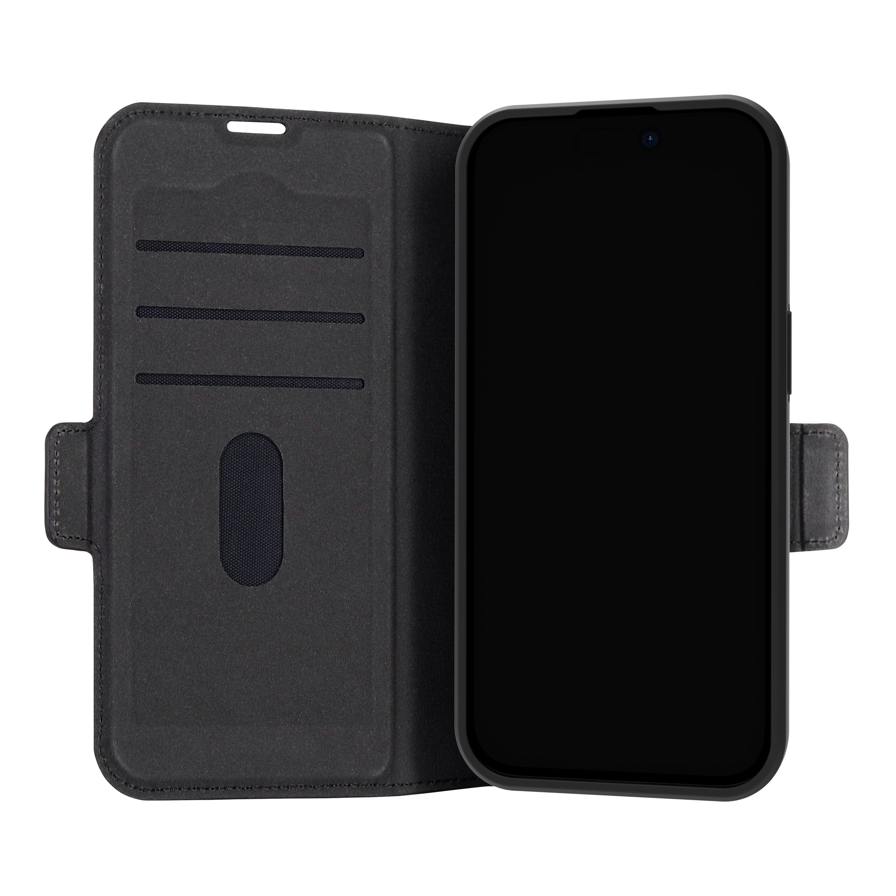 dbramante1928 Oslo Pro Wallethülle – für Apple iPhone 15, 3 Kartenfächer, Leder+Kunststoff, Schwarz