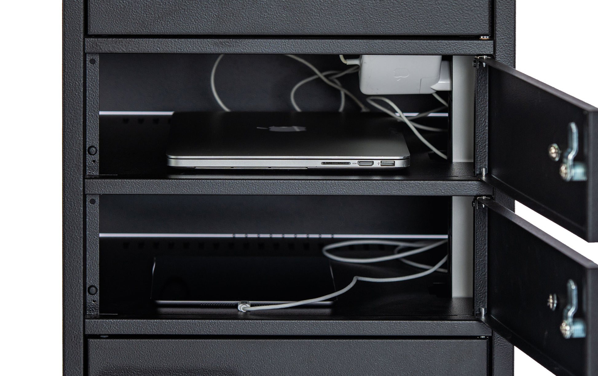 Leba NoteLocker 12-KL1000 – Lade-Wandschrank für 12 Geräte, bis 15,6", abschliessbar, 400 × 450 × 1745 mm, schwarz