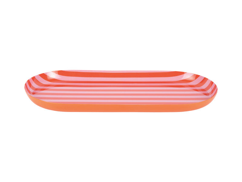 present time Serviertablett Animado – 38 × 18 × 2,5 cm, Eisen, Orange/Pink