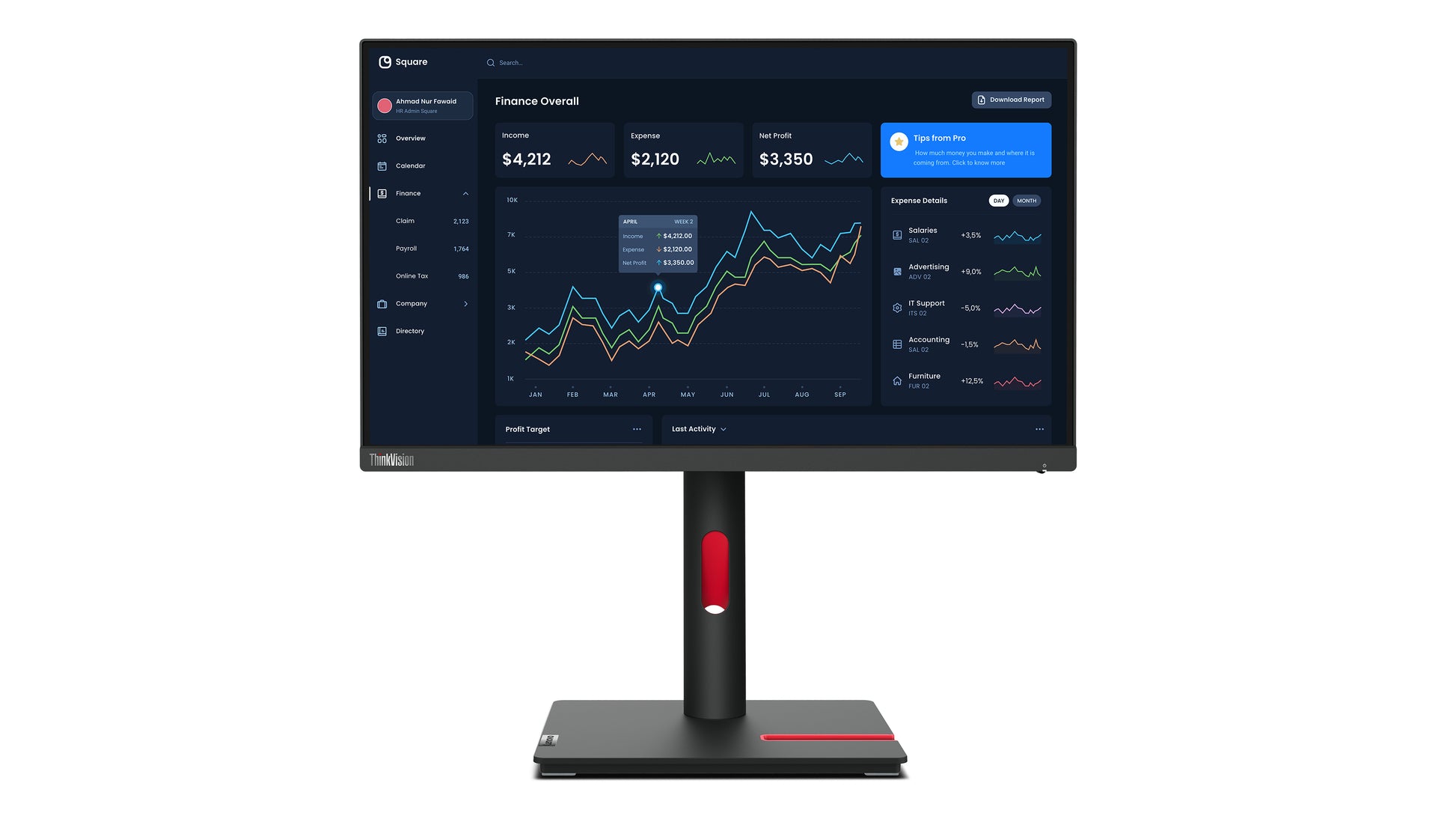 Lenovo ThinkVision T22i-30 – Monitor, 21,5", 1920 × 1080 (Full HD), LED, Schwarz