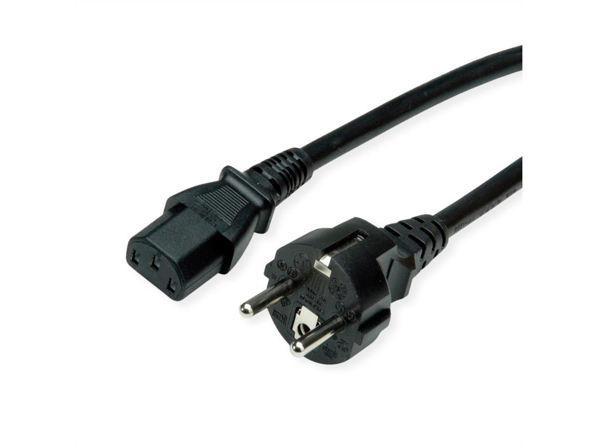 ROLINE Netzkabel – Schuko (Typ E/F) – IEC C13, 3 m, 250 V/10 A, schwarz