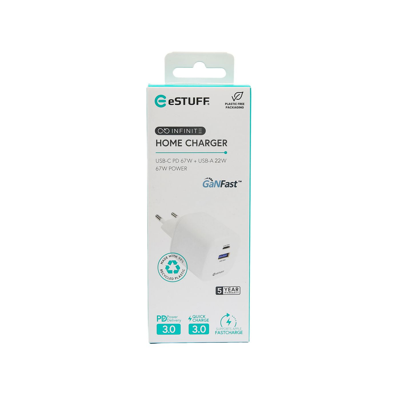 eSTUFF INFINITE (GRS) – USB-C & USB-A, Weiss