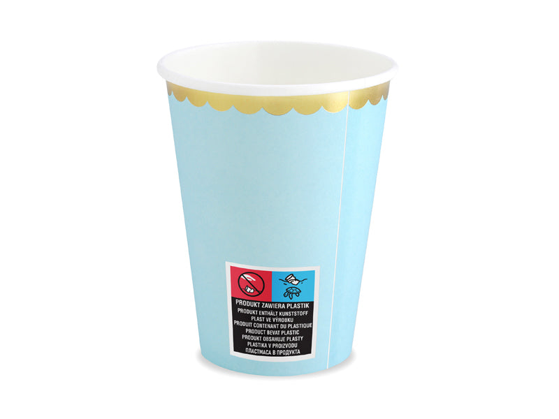 PartyDeco Trinkbecher, Papier – 2,2 dl Hellblau – 6 Stk.