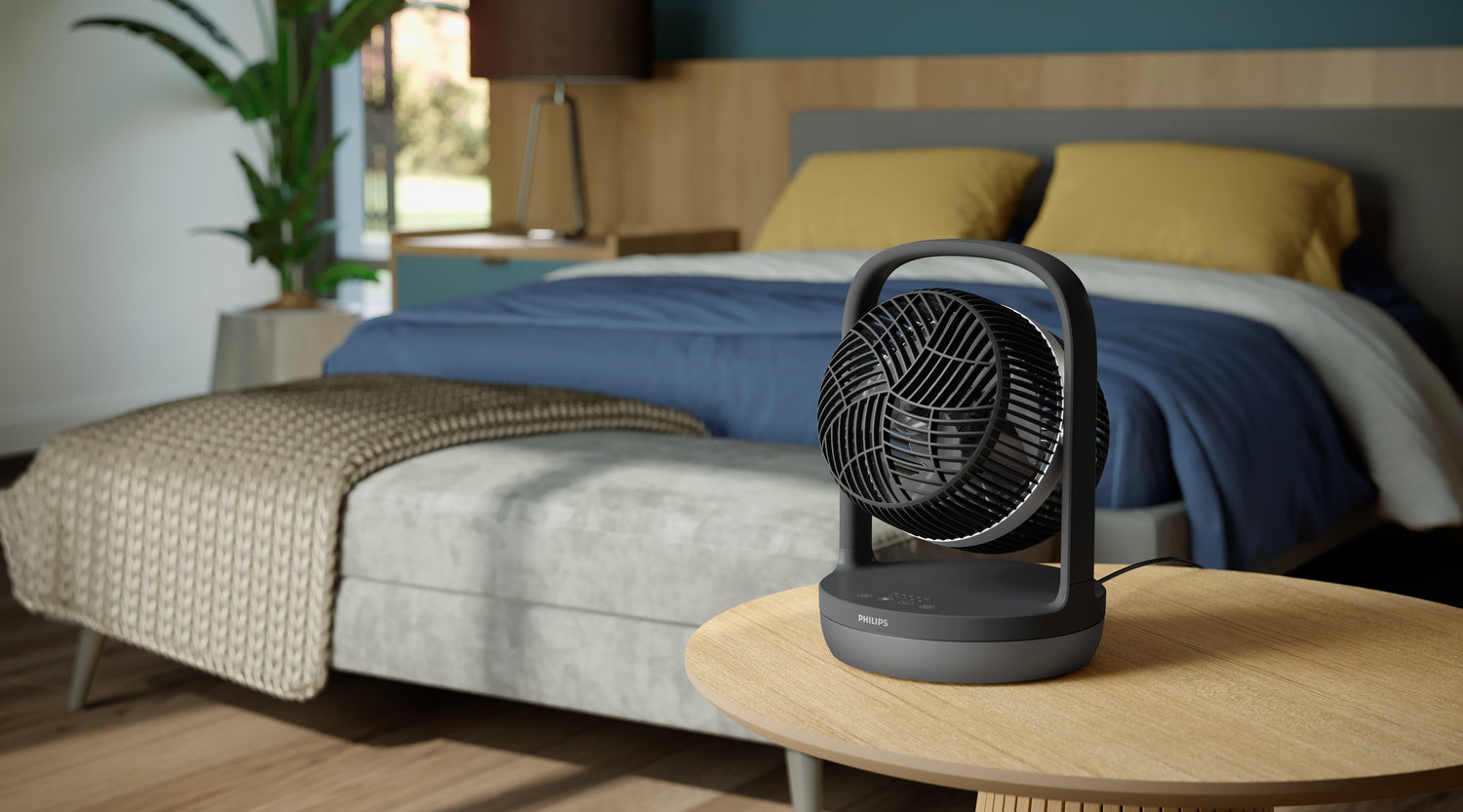 Philips Tischventilator 3000 Serie – 22 cm, 3 Stufen, oszillierend, Timer, 27 W, 40 dB(A), Graphit