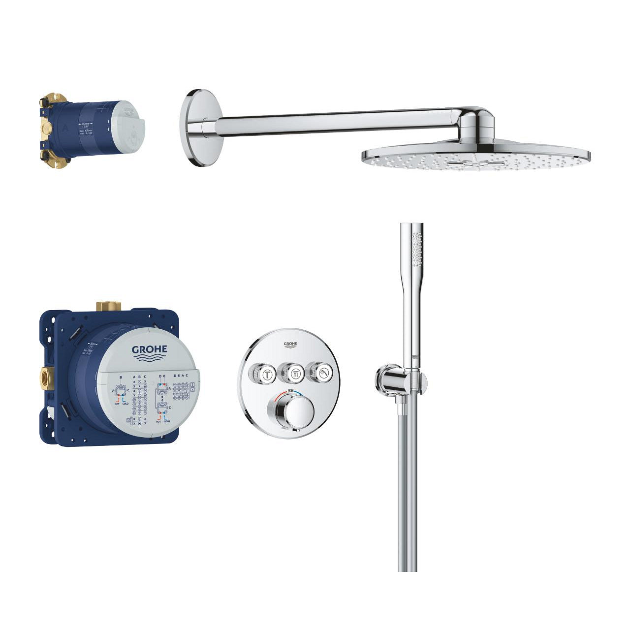GROHE Badebatterie (Unterputz) Smart Control – 35,6×44,3×15,8 cm, Metall/Chrom, Thermostat