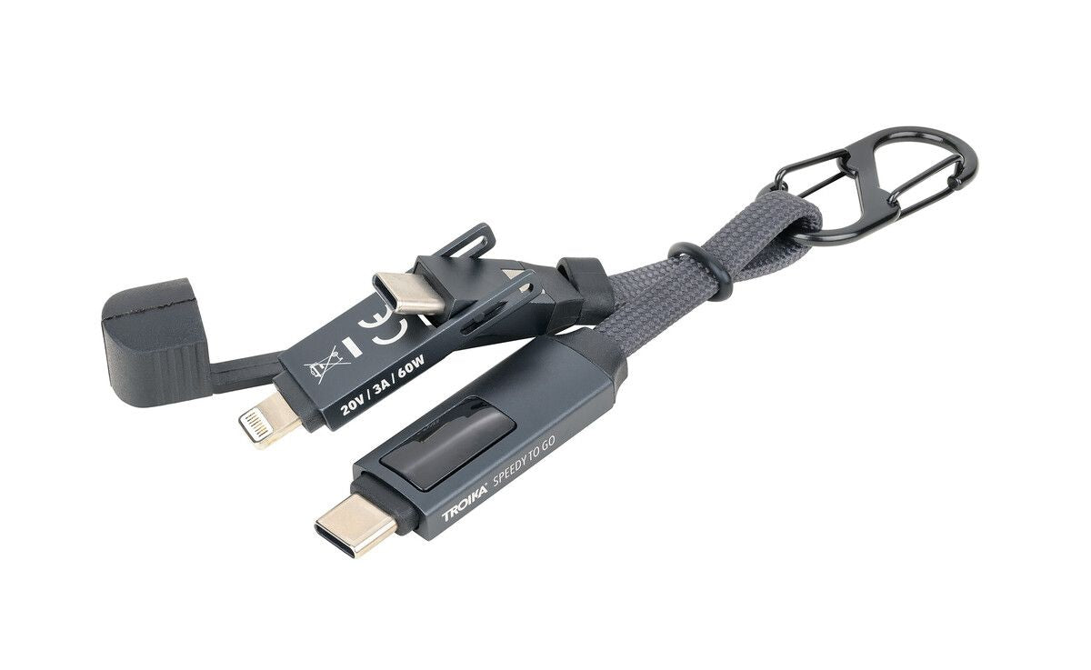 TROIKA Schlüsselanhänger Speedy to go – Aluminium/Recyceltes Nylon, Titan, Länge 130 mm, 6er-Pack