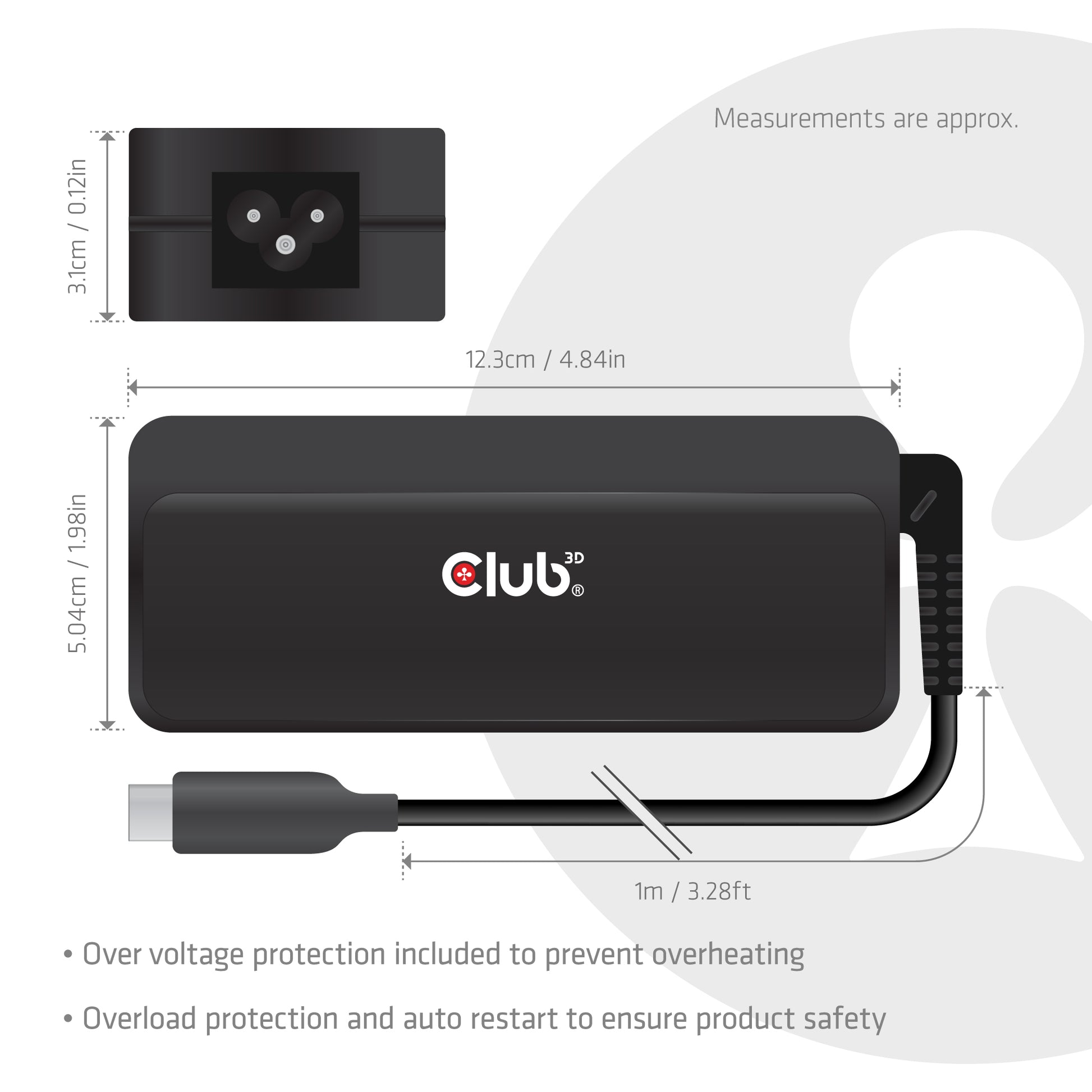 CLUB3D Club 3D USB-C Laptop-Ladegerät 140 W – USB-C×1 – Schwarz