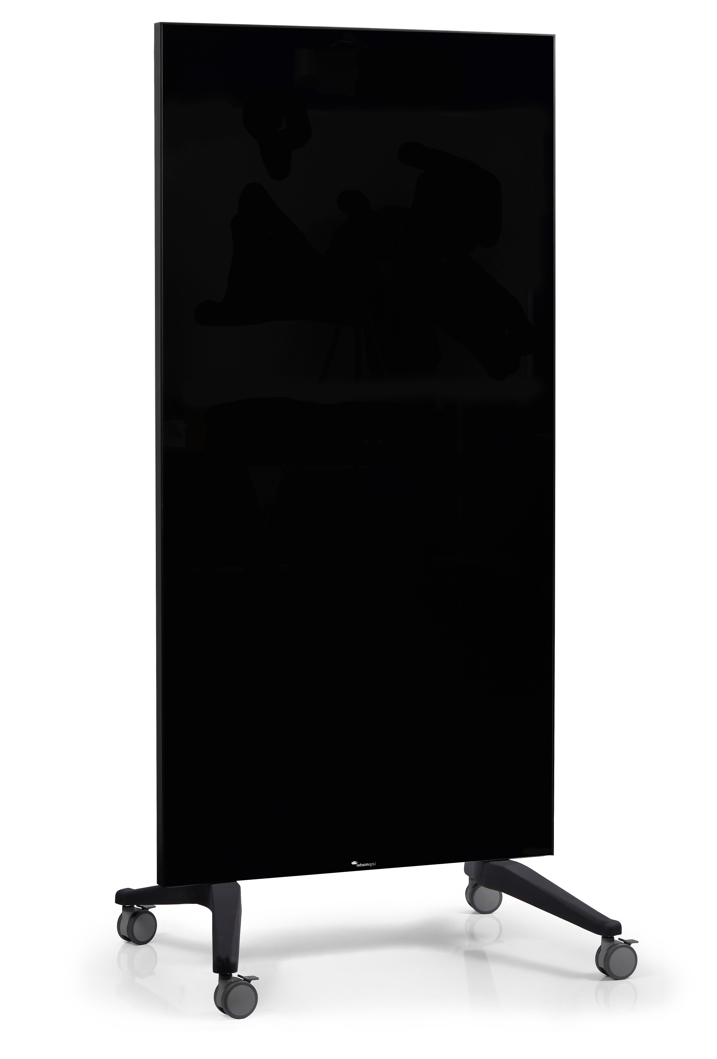 Legamaster Whiteboard – 90 × 175 cm, Glas, schwarzer Rahmen, mobil